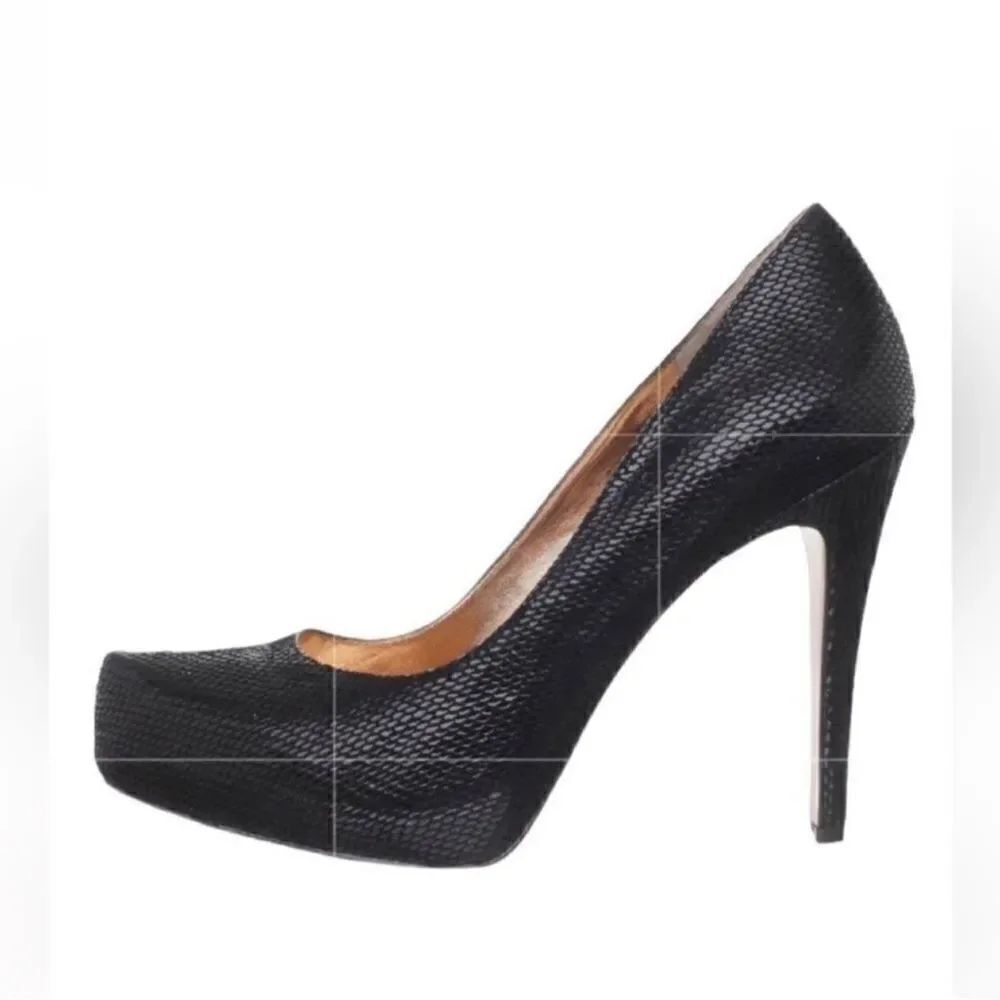 Bebe Black Leather Platform Pumps(Size 7B)